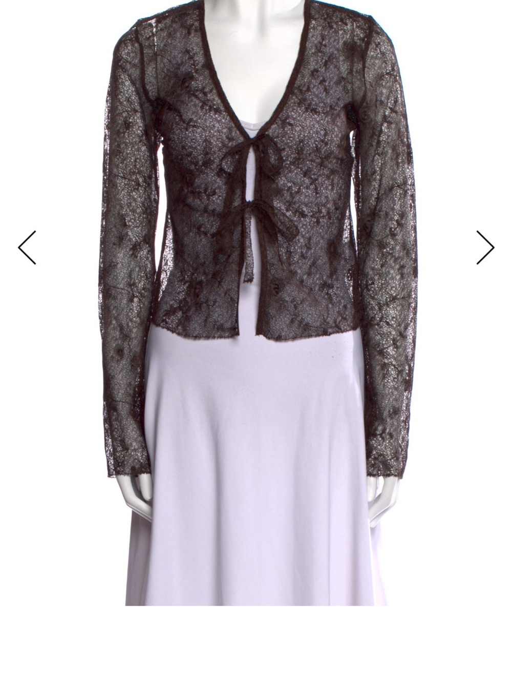 Reformation Black Sheer Lace Tie-Front Cardigan